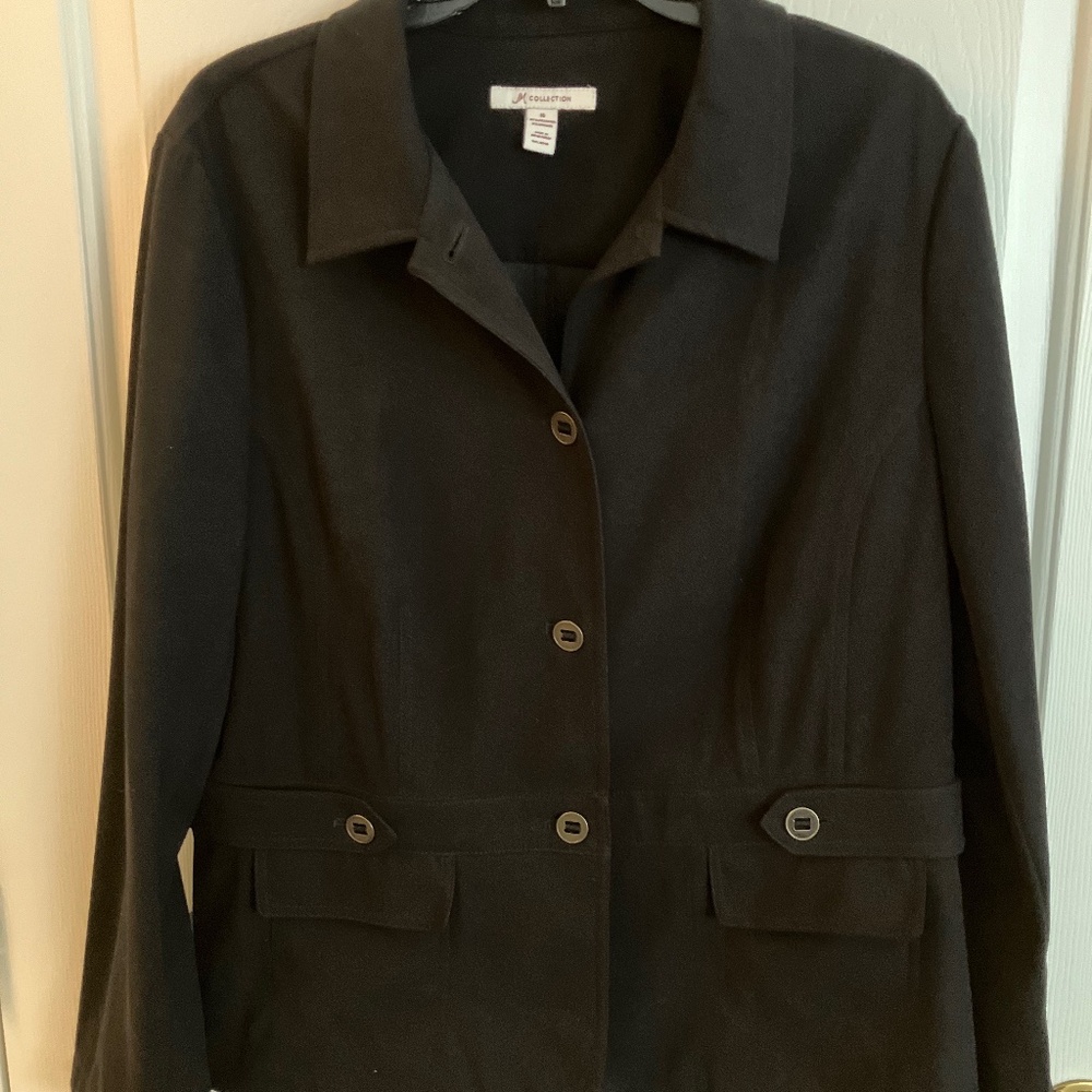 jacket, misses size 16, M Collection,  black washable polyester
